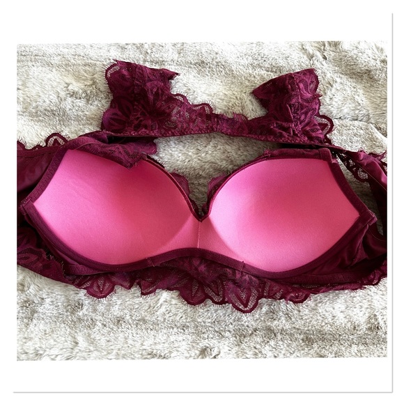 VICTORIA'S SECRET Burgundy Padded Lace Bralette - Picture 3 of 9